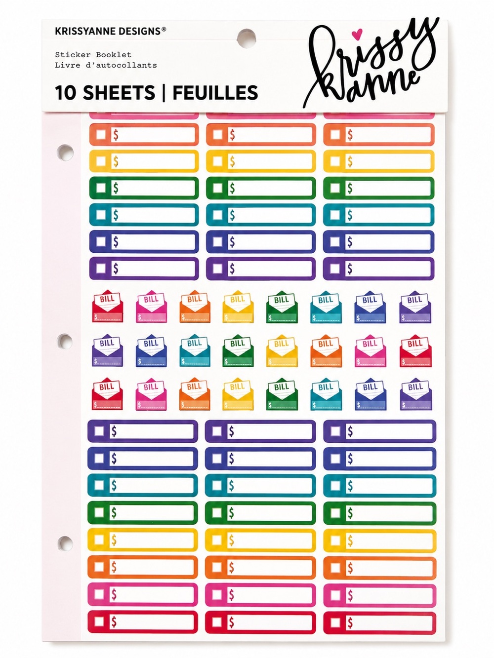 Krissyanne Designs Budget & Bill Planner Sticker Booklet 10 Sheets